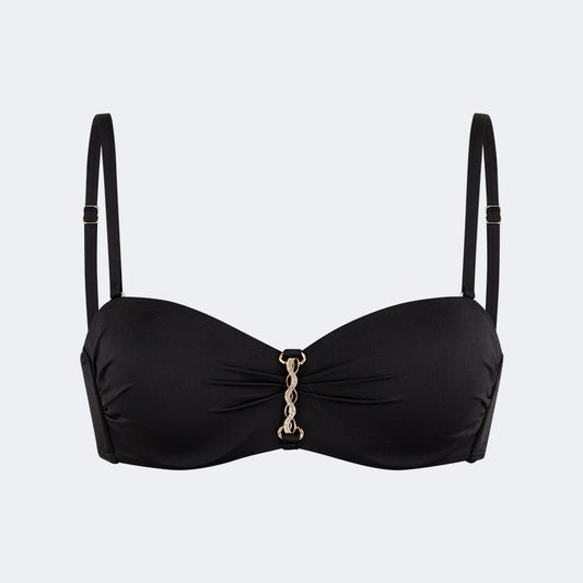 Oil And Gaz Stylish Women Beach Bandeau Bra Black - Medaid