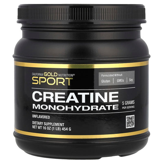 California Gold Nutrition, Sport, Creatine Monohydrate, Unflavored, 454 g - Medaid
