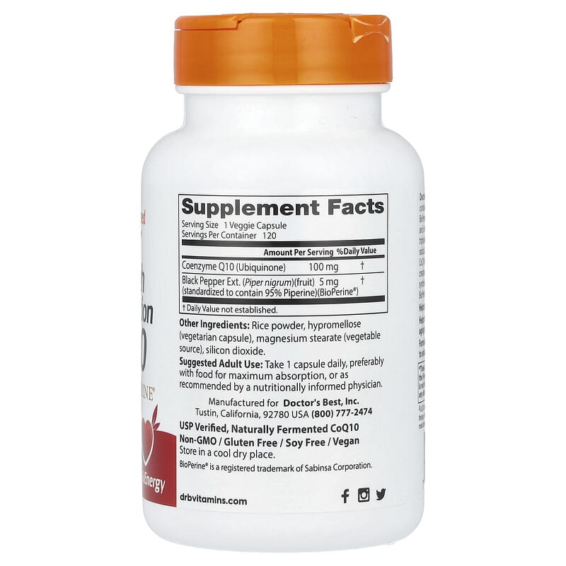 Doctor's Best, High Absorption CoQ10 with BioPerine, 100 mg, 120 Veggie Caps - Medaid