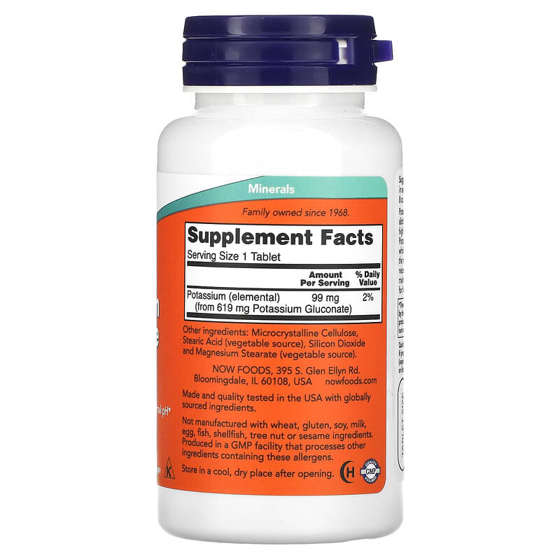 NOW Foods, Potassium Gluconate, 99 mg, 100 Tablets - Medaid
