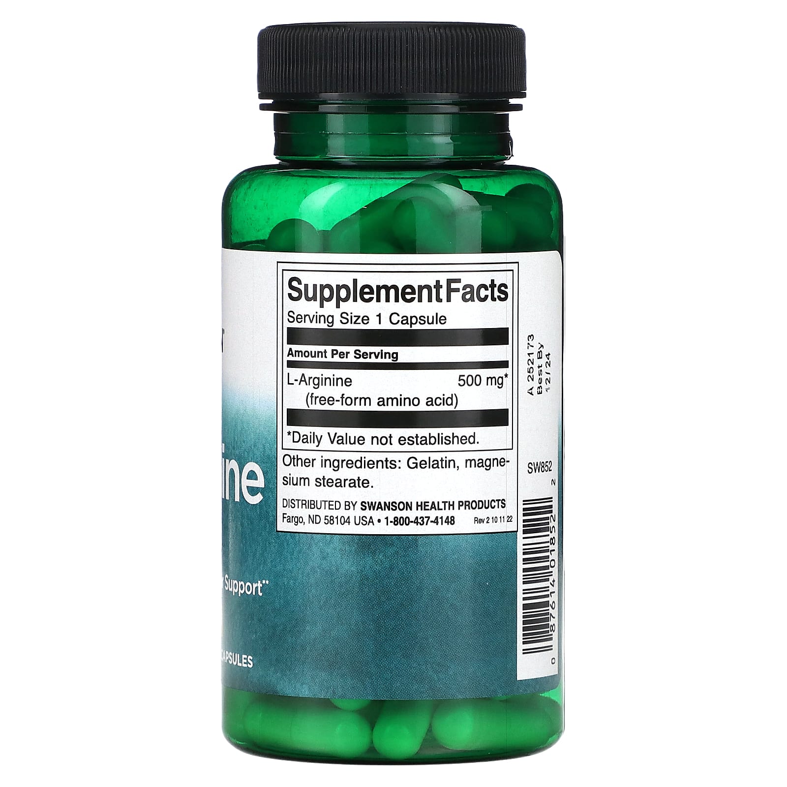 Swanson, L-Arginine, 500 mg, 100 Capsules - Medaid