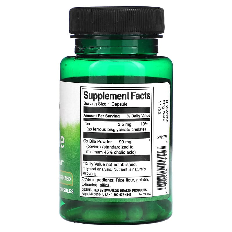 Swanson, Ox Bile, 90 mg, 60 Capsules - Medaid