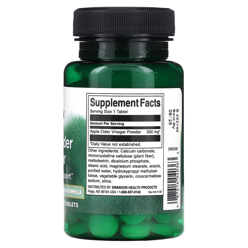 Swanson, Apple Cider Vinegar, 200 mg, 120 Tablets - Medaid