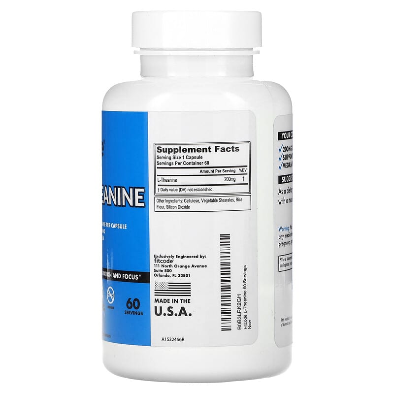 fitcode, L-Theanine, 200 mg, 60 Veggie Capsules - Medaid