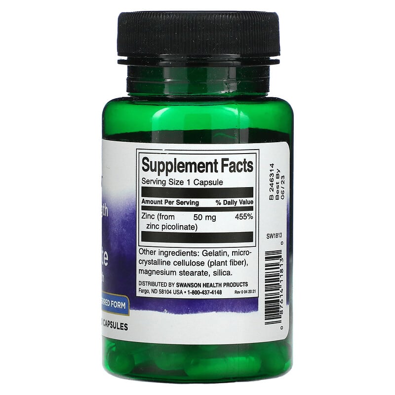 Swanson, Extra Strength Zinc Picolinate, 50 mg, 60 Capsules - Medaid