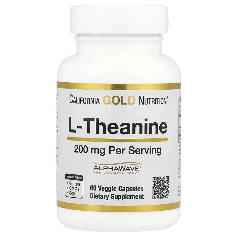 California Gold Nutrition, L-Theanine, 200 mg, 60 Veggie Capsules - Medaid