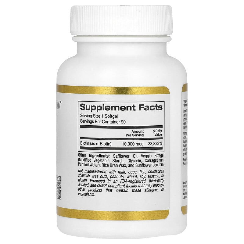 California Gold Nutrition, Biotin, 10,000 mcg, 90 Softgels - Medaid