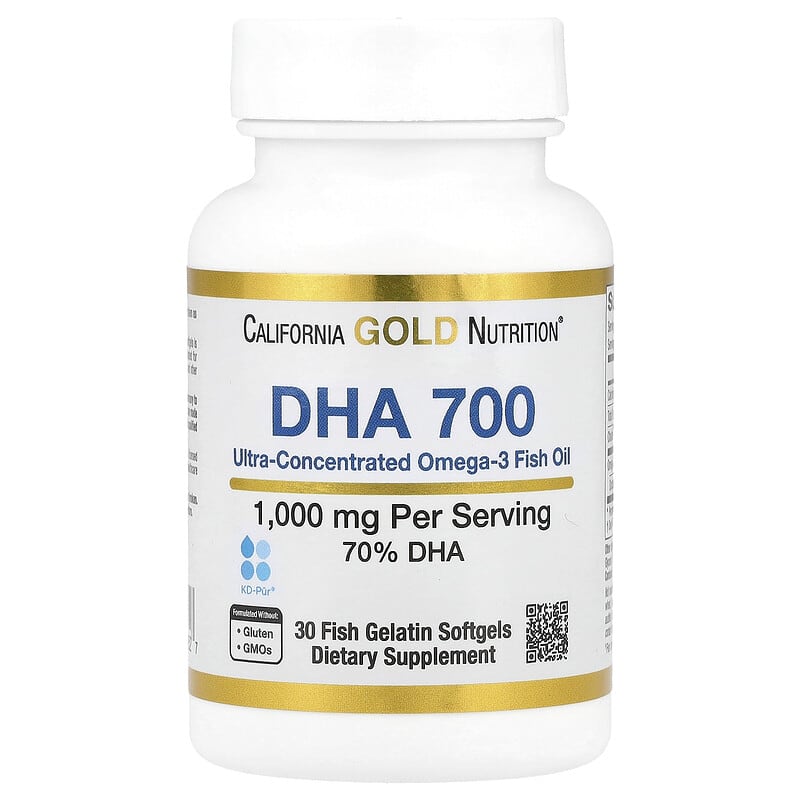 California Gold Nutrition, DHA 700 Fish Oil, Ultra-Concentrated, 1,000 mg, 30 Softgels - Medaid