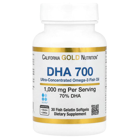 California Gold Nutrition, DHA 700 Fish Oil, Ultra-Concentrated, 1,000 mg, 30 Softgels - Medaid