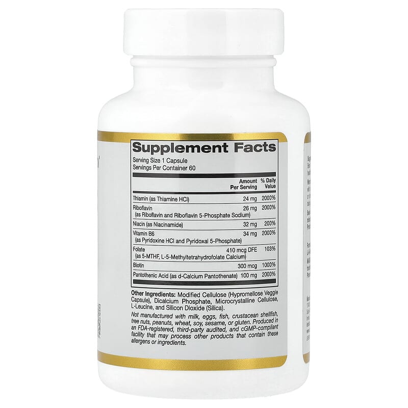 California Gold Nutrition, Vitamin B Complex, 60 Veggie Capsules - Medaid