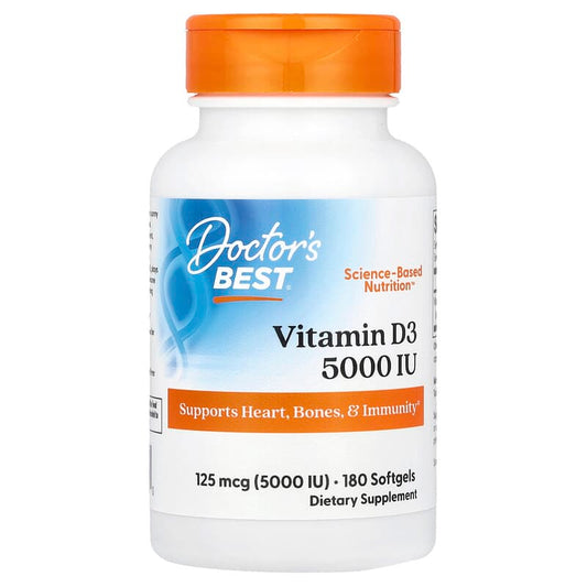 Doctor's Best, Vitamin D3, 125 mcg (5,000 IU), 180 Softgels - Medaid