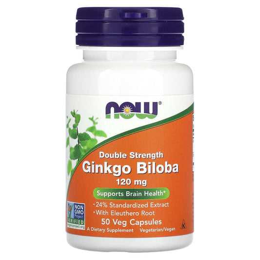 NOW Foods, Ginkgo Biloba, Double Strength, 120 mg, 50 Veg Capsules - Medaid