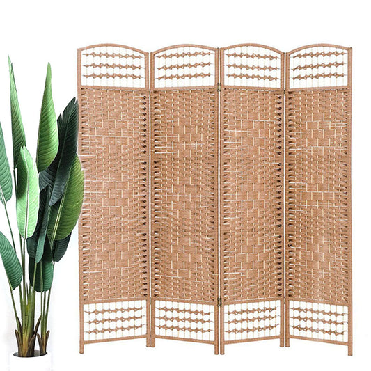 175 CM Indoor Wall Divider Bamboo Braided Room Divider Portable Partition Wood Screen Mesh Hand Woven 4 Panel Foldable Privacy Screen for Home Office - Medaid