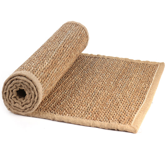 180 CM X 60 CM Handmade Rectangular Natural Fibers Jute Rug with Nest Cloth Ends Braided Reversible Rugs for Bedroom Living Room Kitchen - Medaid