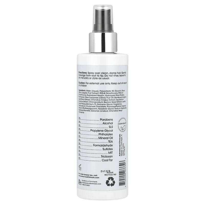 Advanced Clinicals, Keratin Smooth & Shine, Leave-In Treatment 237 ml - Medaid