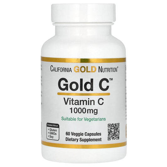 California Gold Nutrition, Gold C, USP Grade Vitamin C, 1,000 mg, 60 Veggie Capsules - Medaid