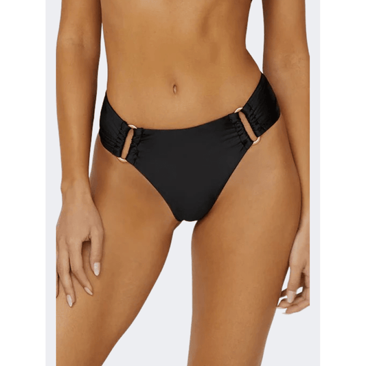 Pq Swim Nightfall Detail Fanned Bottoms Women Beach Slip Black - Medaid