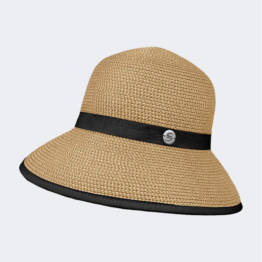 Stamion Elegant With Bow Women Beach Hat Camel/Black - Medaid