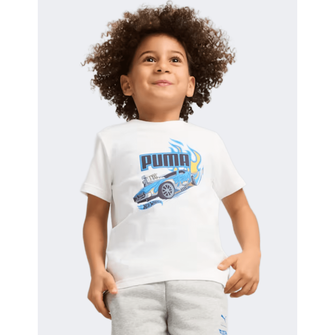 Puma X Hot Wheels Graphic Boys Lifestyle T-Shirt White - Medaid