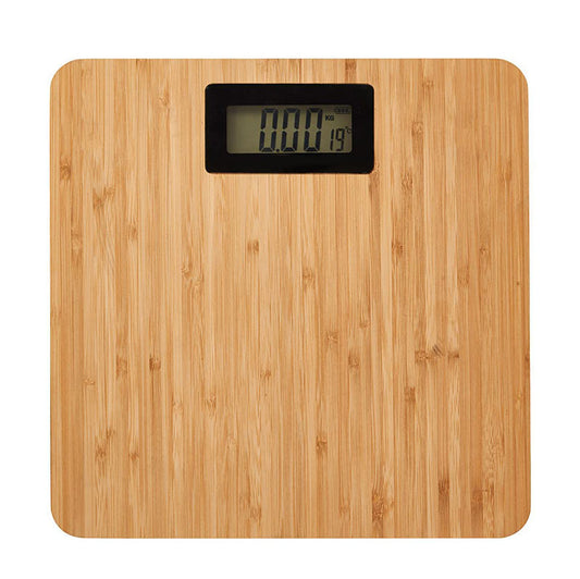 200 KG, Battery Operated Digital Scale for Body Weight with Wood Grain Design and Temperature Indicator with LCD Backlight Display - Medaid