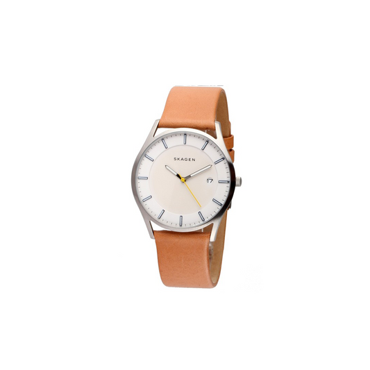 Skagen Men's Slim Holst Light Brown Leather Band - Medaid