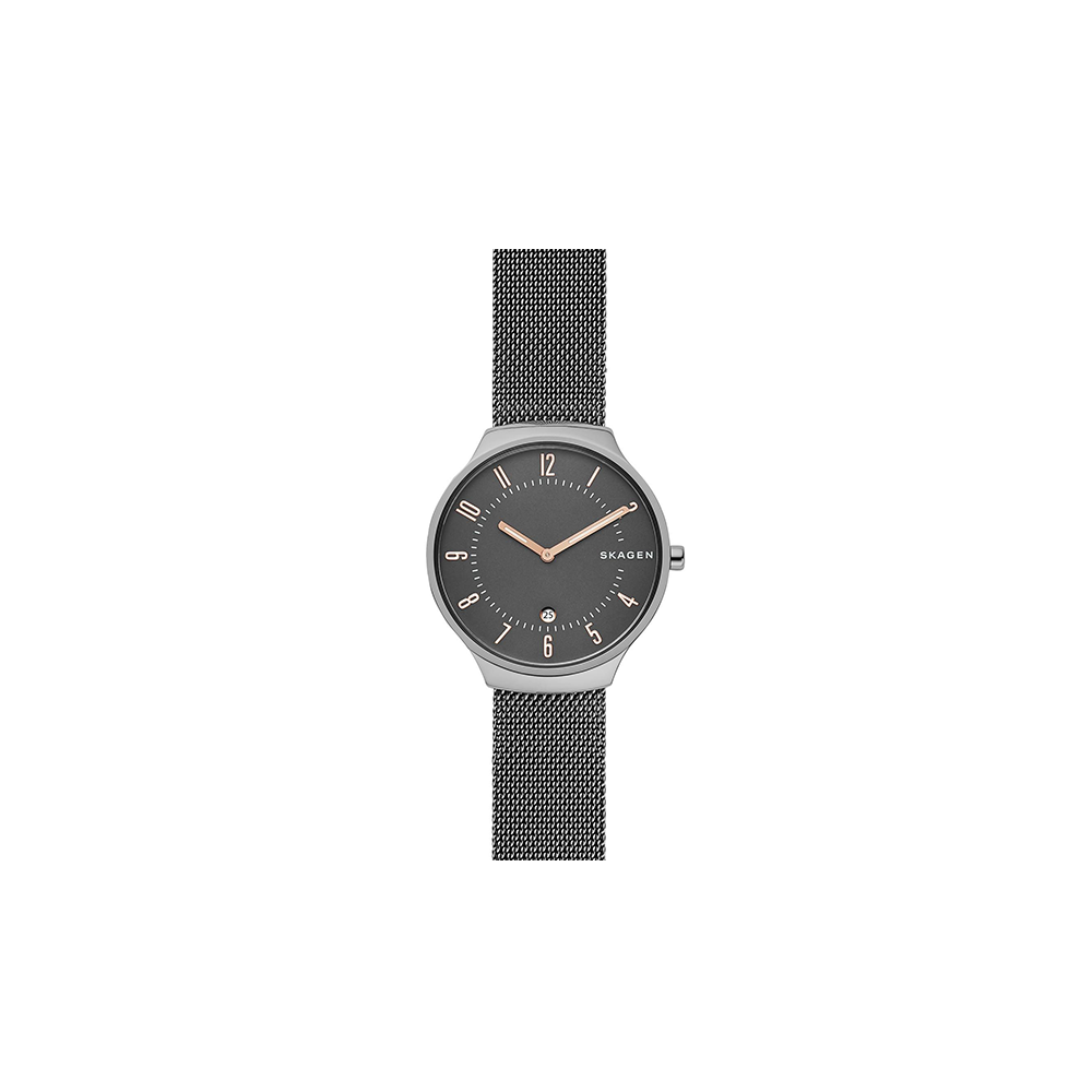 Skagen MEN'S GRENEN DARK GREY TITANIUM AND STEEL MESH - Medaid