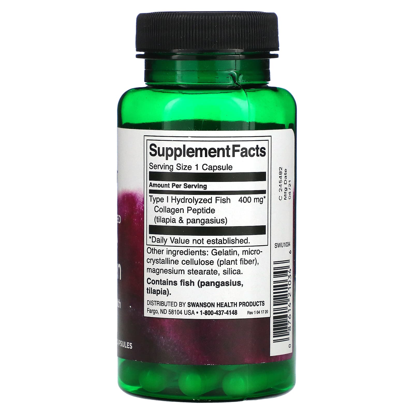 Swanson, Marine Collagen, 400 mg, 60 Capsules - Medaid