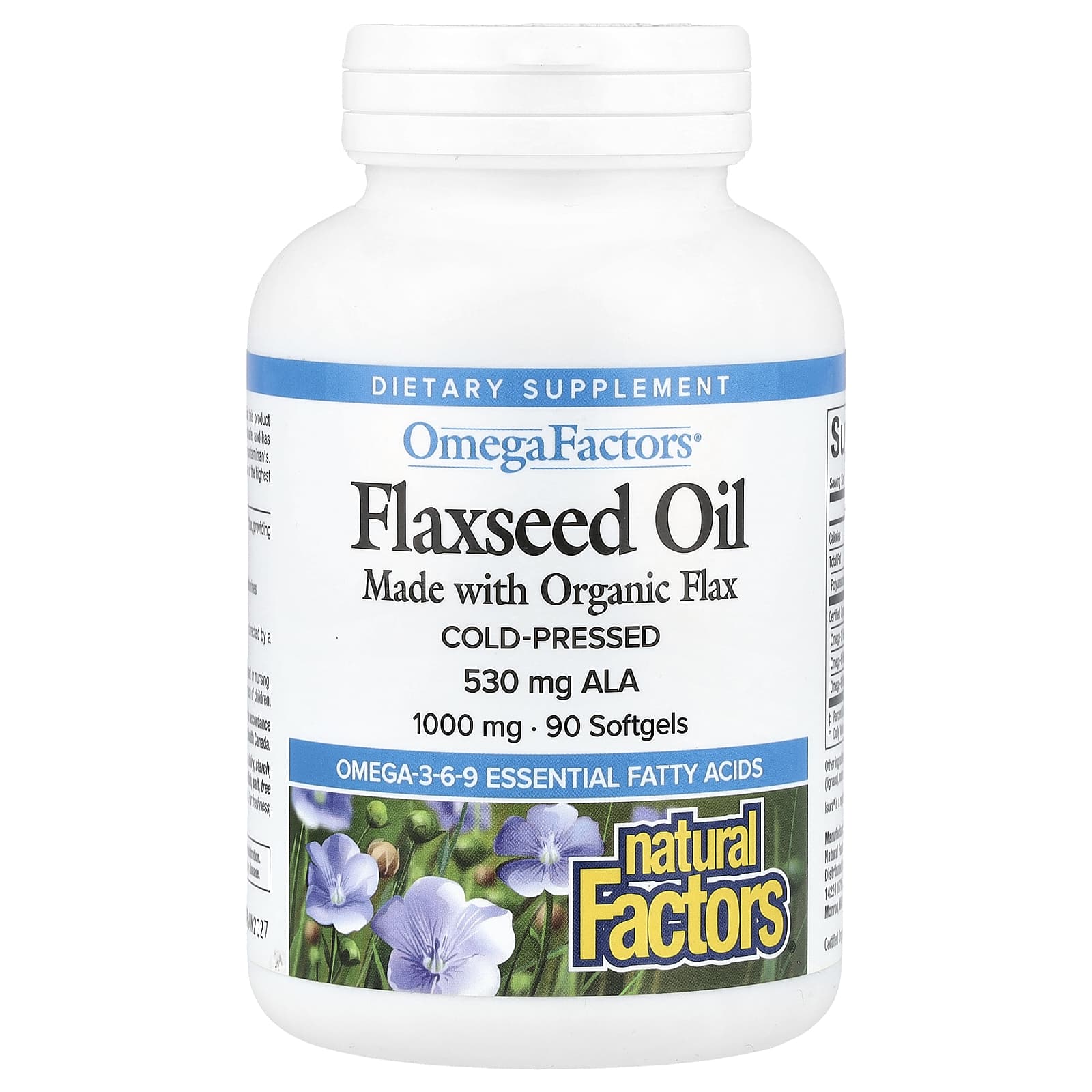 Natural Factors, OmegaFactors, Flaxseed Oil, 1,000 mg, 90 Softgels - Medaid