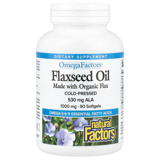 Natural Factors, OmegaFactors, Flaxseed Oil, 1,000 mg, 90 Softgels - Medaid