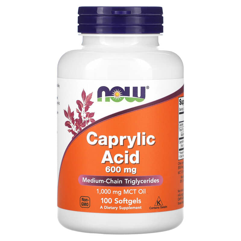 NOW Foods, Caprylic Acid, 600 mg, 100 Softgels - Medaid