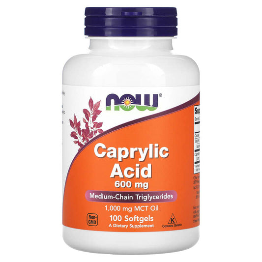 NOW Foods, Caprylic Acid, 600 mg, 100 Softgels - Medaid