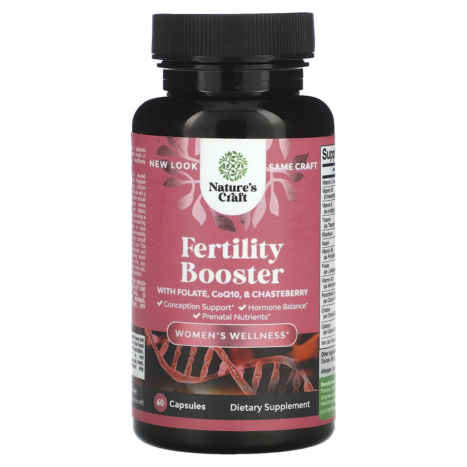 Nature's Craft, Women's Wellness, Fertility Booster with Folate, CoQ10, & Chasteberry, 60 Capsules - Medaid