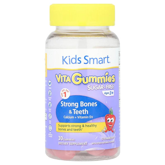 Kids Smart, Kids Smart, Calcium + Vitamin D3, Ages 3+, Strawberry, 30 Gummies - Medaid