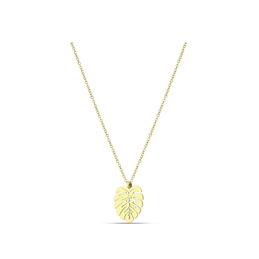 Polo Exchange Small Leaf Charm Pendant Gold Tone Necklace - Medaid International
