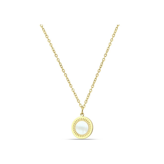 Polo Exchange White Pendant Gold Plated Chain Necklace - Medaid International