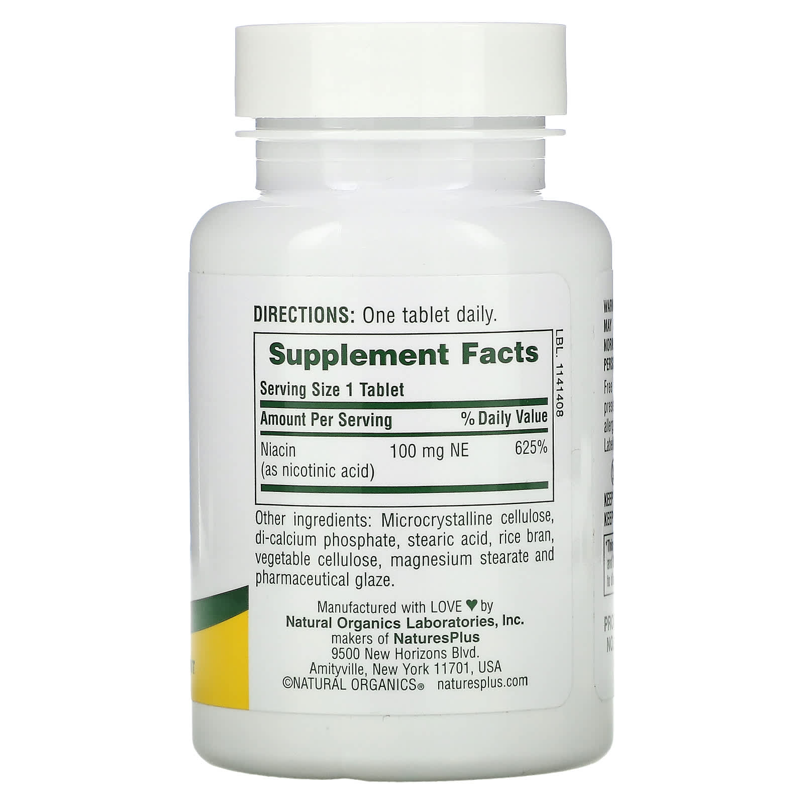 NaturesPlus, Niacin, 100 mg, 90 Tablets - Medaid