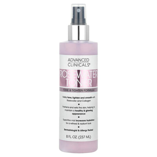 Advanced Clinicals, Rosewater Toner, Tone & Tighten Formula, 8 fl oz (237 ml) - Medaid