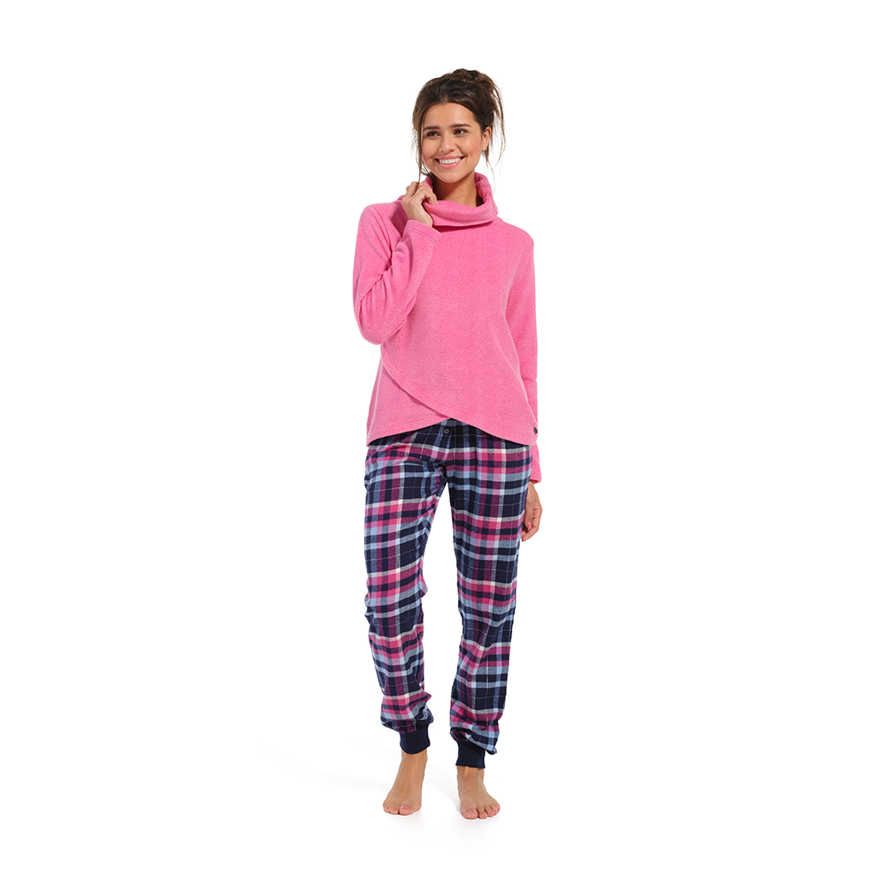 Rebelle Set Pyjama  long trousers with collar  Dark Pink - Medaid
