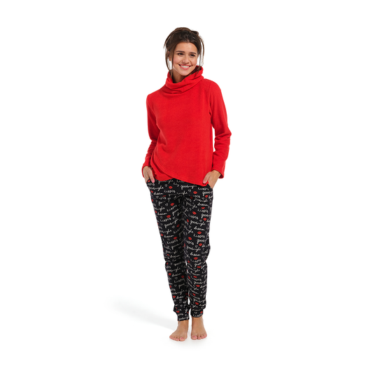 Rebelle Set Pyjama  long trousers with collar  Red Black - Medaid