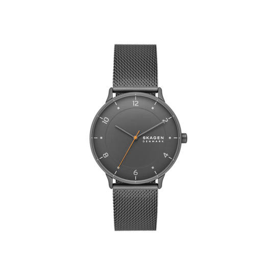 Skagen Riis Three-Hand Charcoal Stainless Steel Mesh Watch - Medaid