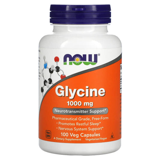 NOW Foods, Glycine, 1,000 mg, 100 Veg Capsules - Medaid