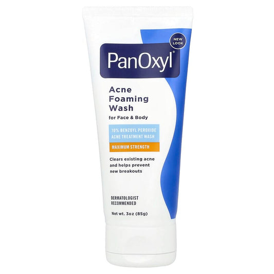 PanOxyl, Acne Foaming Wash For Face & Body, 10% Benzoyl Peroxide, Maximum Strength, 3 oz (85 g) - Medaid