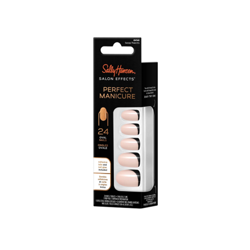 Sally Hansen Salon Effect Perfect Fake Nails Kit Oval Swoop There It Is - Medaid