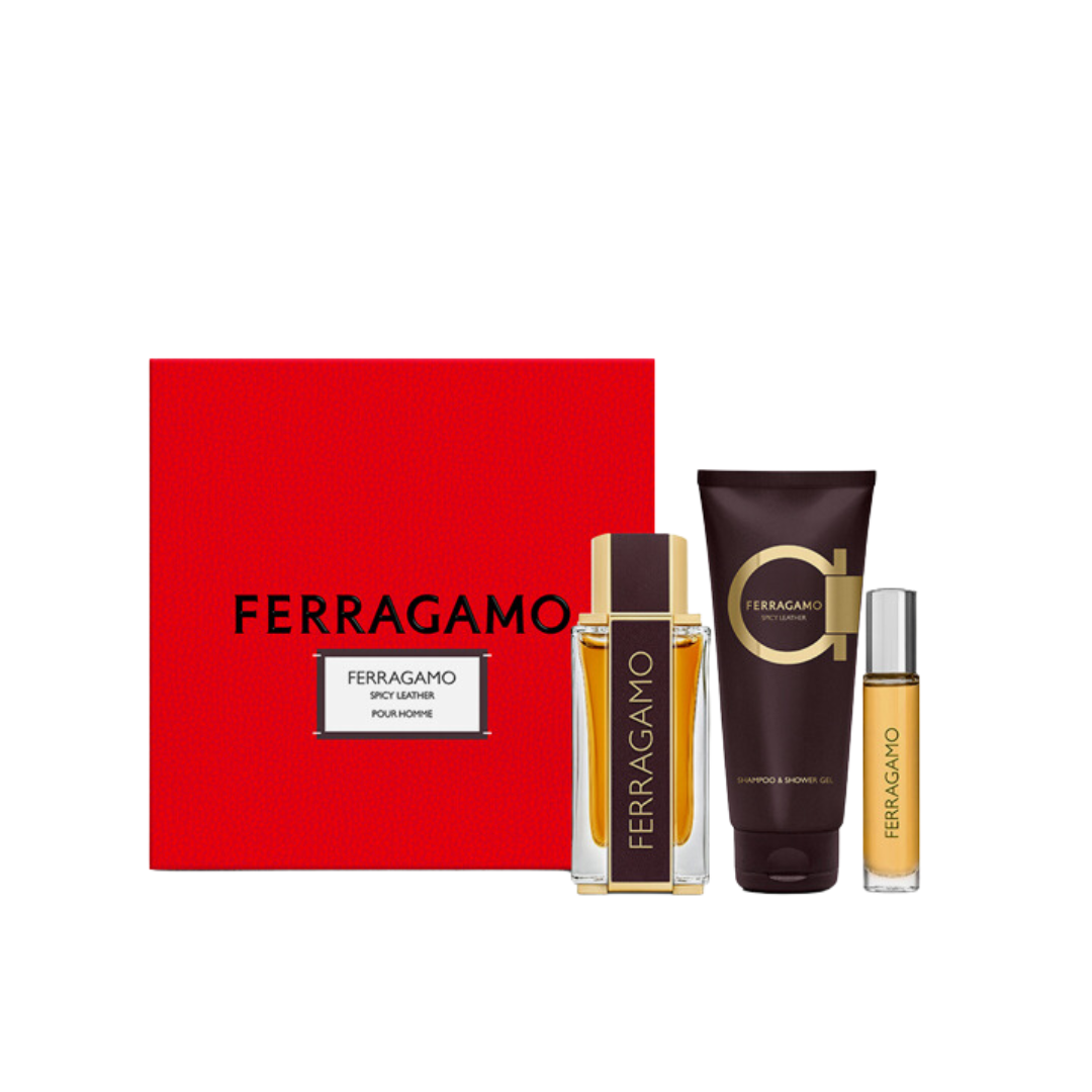 Salvatore Ferragamo Spicy Leather Homme Parfun Gift Set - Medaid