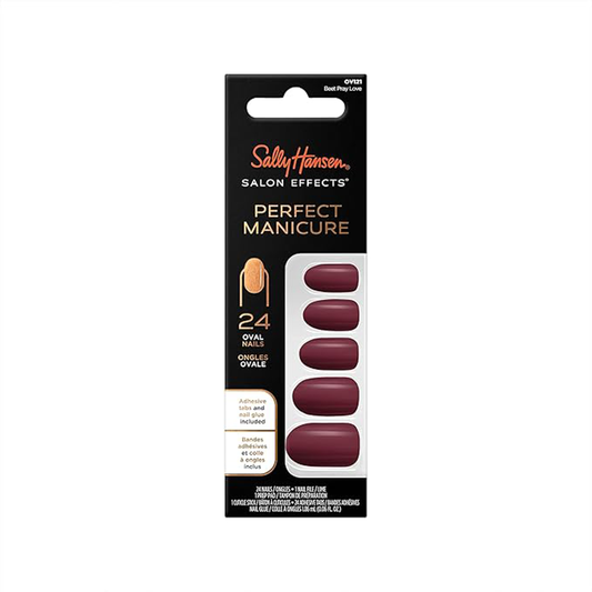Sally Hansen Salon Effect Perfect Fake Nails Kit Oval Beet Pray Love - Medaid