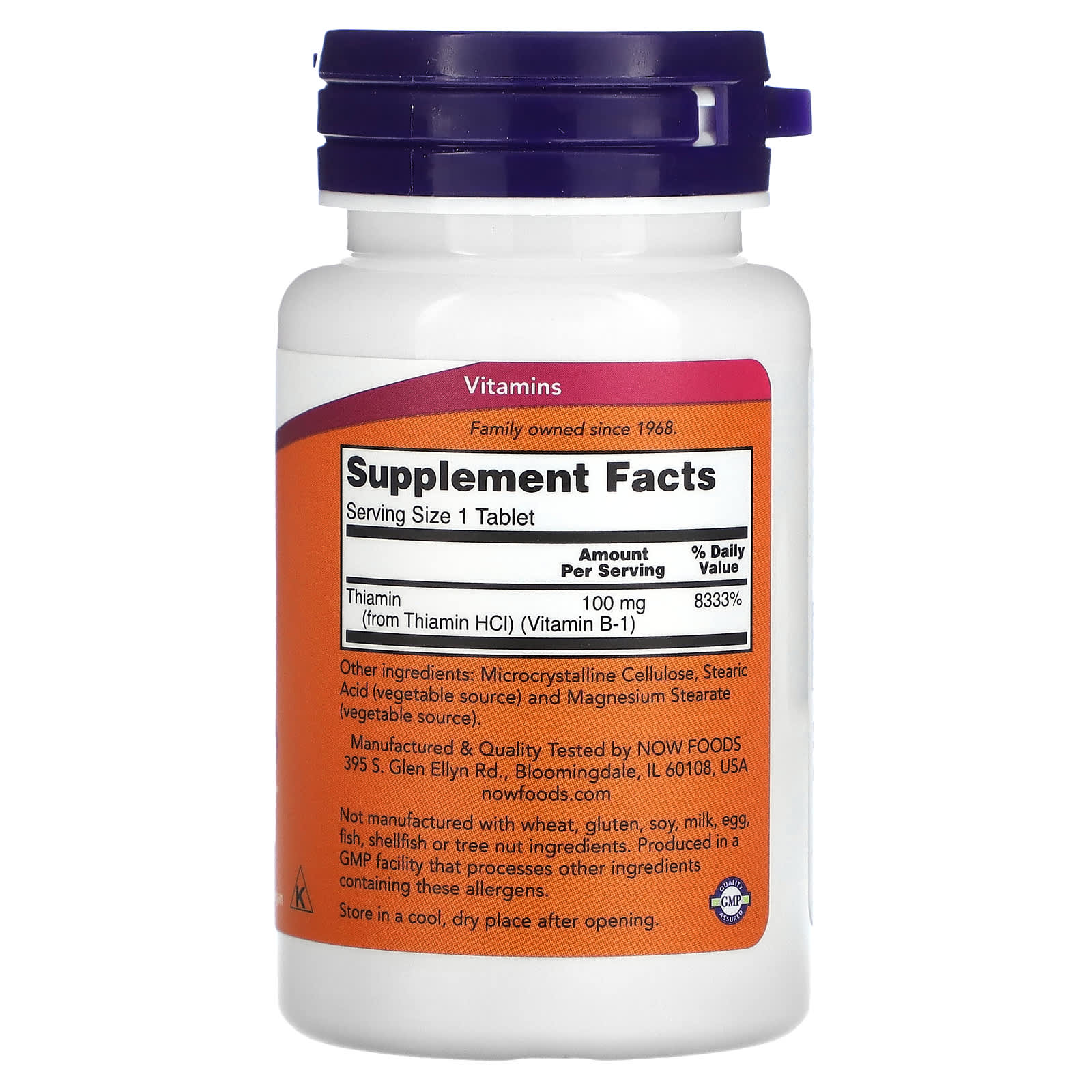 NOW Foods, B-1, 100 mg, 100 Tablets - Medaid