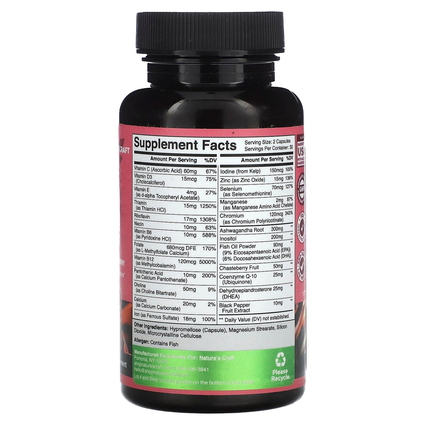 Nature's Craft, Women's Wellness, Fertility Booster with Folate, CoQ10, & Chasteberry, 60 Capsules - Medaid