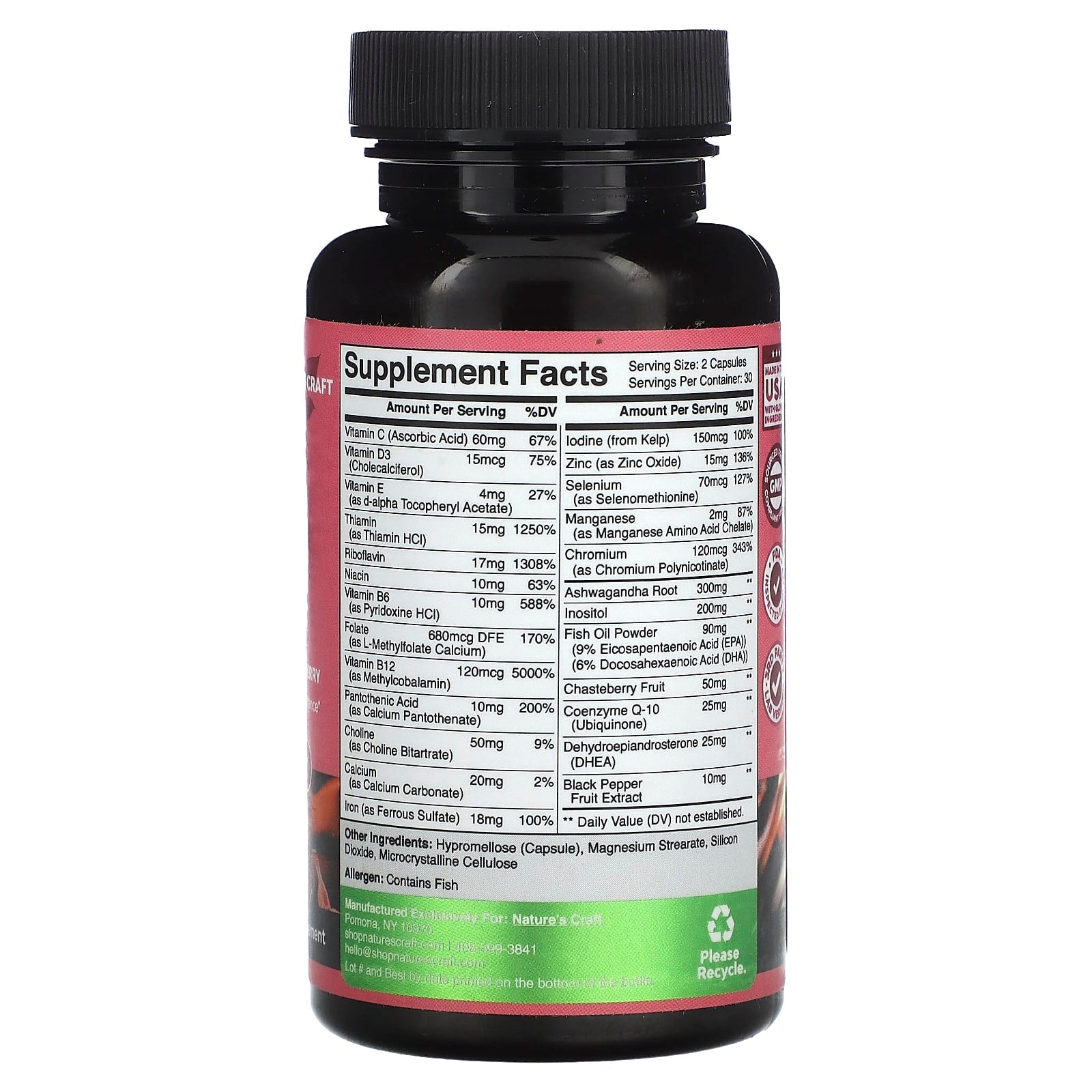 Nature's Craft, Women's Wellness, Fertility Booster with Folate, CoQ10, & Chasteberry, 60 Capsules - Medaid