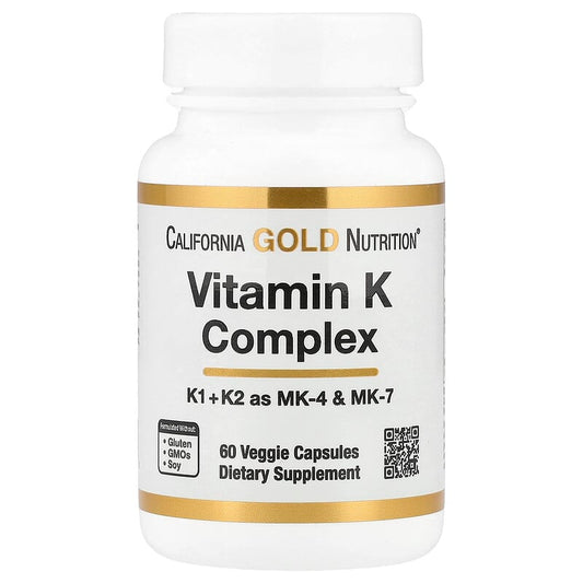 California Gold Nutrition, Vitamin K Complex, 120 mcg, 60 Veggie Capsules - Medaid
