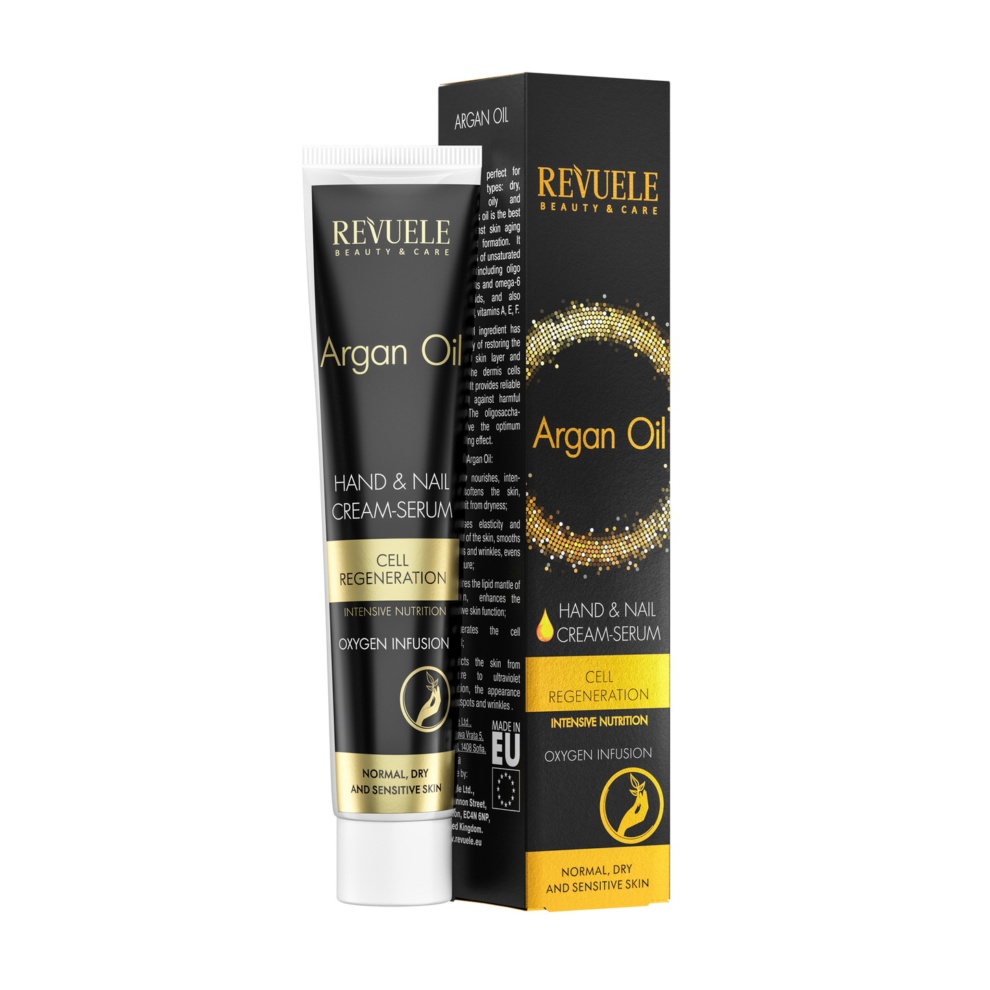 REVUELE ARGAN OIL Hand & Nail Cream-Serum Cell Regeneratoin Oxygen Infusion, 50ml - Medaid
